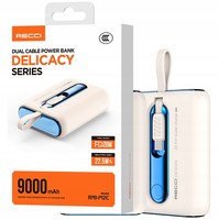 SZYBKI POWERBANK 9000MAH 22,5W 3A PD WBUDOWANE KABLE USB-C DO LIGHTNING IP