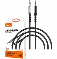 POZŁACANY MOCNY KABEL AUX MINI JACK 3,5MM AUDIO NYLON 1.2 M RECCI
