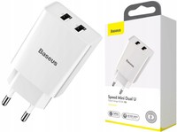 BASEUS SZYBKA MOCNA ŁADOWARKA SIECIOWA 2X USB 10W