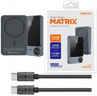 SZYBKI POWERBANK DO MAGSAFE BEZPRZEWODOWY 10000 MAH Z EKRANEM LED 20W PD