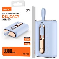 SZYBKI POWERBANK 9000MAH 22,5W 3A PD WBUDOWANE KABLE USB-C DO LIGHTNING IP