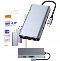 ADAPTER 9w1 HUB USB-C do HDMI 4K USB 3.0 KARTA SD VGA RJ 45 SIECIOWA 1GB