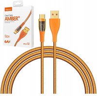 KABEL USB - USB-C TYP PRZEWÓD SZYBKI MOCNY OPLOT 6A 1,5M RECCI POMARAŃCZOWY