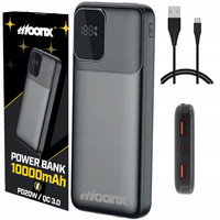 MOONX POWERBANK 10000 MAH 22,5W USB-C USB QC 3.0 SZYBKI MOCNY Z EKRANEM LED