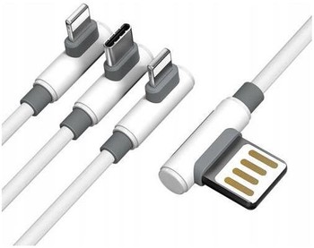 Kabel Kątowy 2x Lightning i USB C 5A Fast Mocny