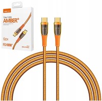 KABEL USB-C TYP C PRZEWÓD 100W SZYBKI MOCNY OPLOT 1,5M RECCI POMARAŃCZOWY
